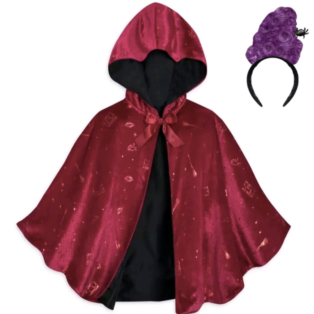 Disney Hocus Pocus Mary Red Hooded Cape Costume Halloween Purple Hair NEW NIP